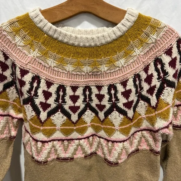 Sundance Fair Isle Knit Sweater PS Nordic Pattern Cotton Blend Crewneck Hippie - Picture 3 of 12
